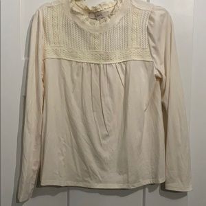 Loft lace yoke top whisper white